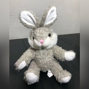 Chrisha 1988 Gray & White Plush Bunny with Pink Nose